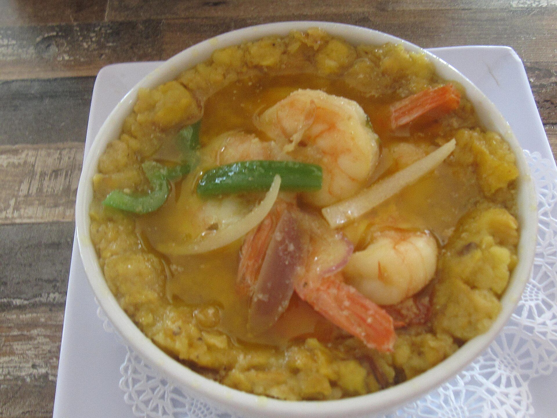 Shrimp mofongo served at a restaurant in Aguadilla