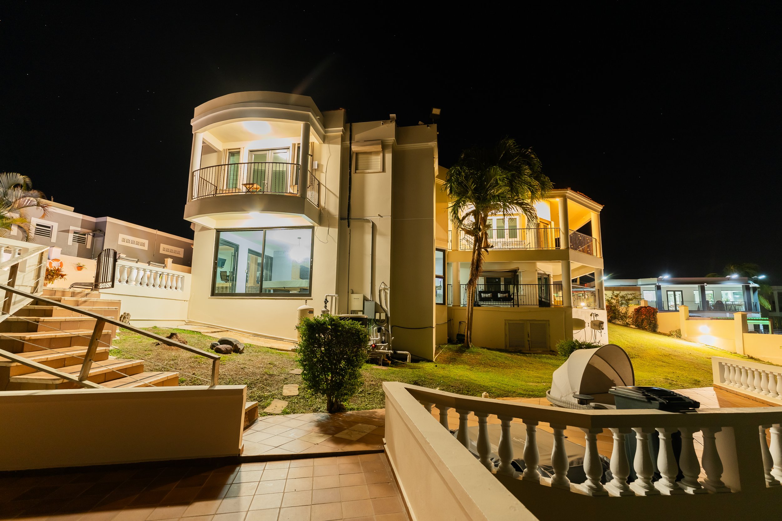 Casa Nakhla lit up at night